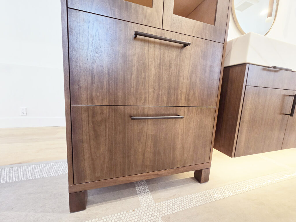 Van de Sande Master Bath featuring custom cabinetry by Caliber Woodcraft in Lake Forest