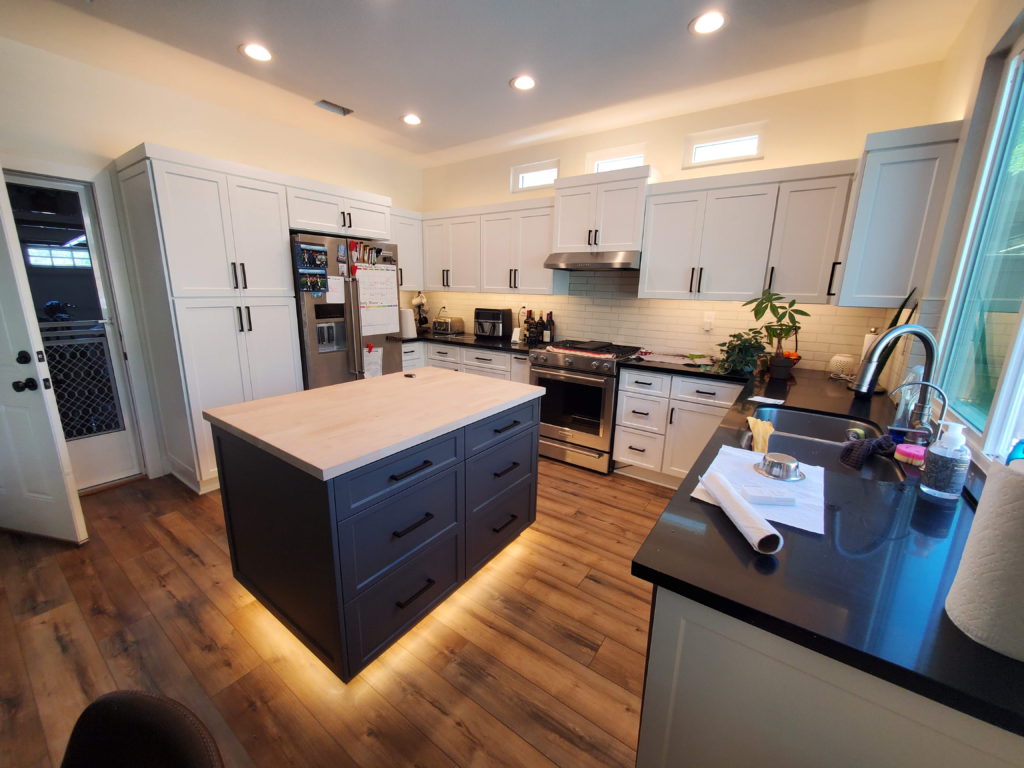 Kitchen Cabinet Refacing with New Custom Island Cabinets