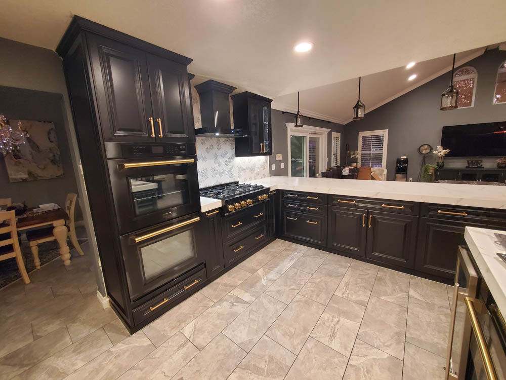 Cabinet Refacing in Black Satin in Rancho Santa Margarita, CA