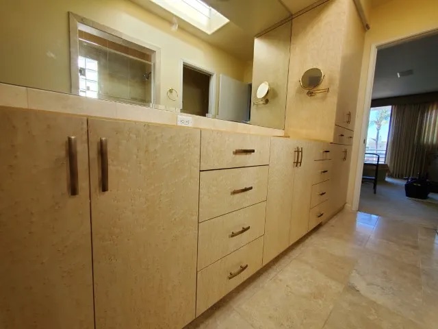 Custom Birdseye Maple Vanity Cabinets in Long Beach, CA